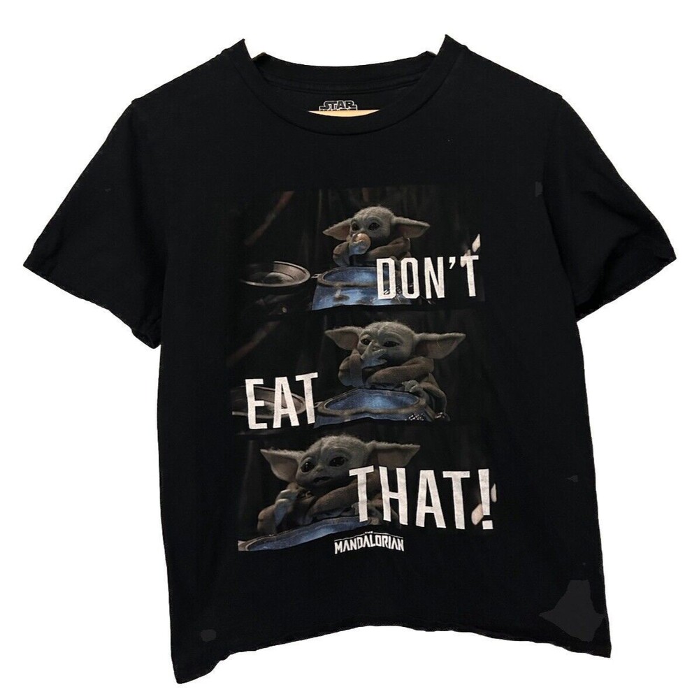 Star Wars The Mandalorian Mens S Black The Child Grogu "Don't Eat That T-Shirt"